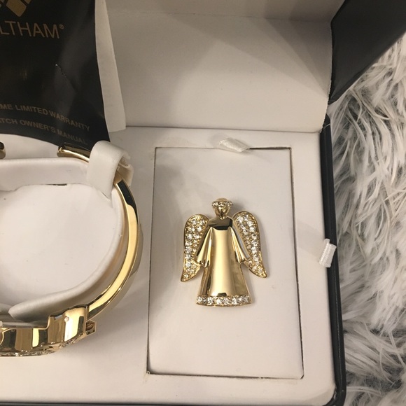 Waltham Cuff Bracelet Watch & Angel Pin Set main image 3